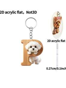 [2D Flat] 1PC 2D Acrylic Maltese Dog Letter Novelty Keychain For Women, Holiday Gift Decorative Key Pendant, Car Key Chain, Backpack Wallet Key Chain - Dog - View 26