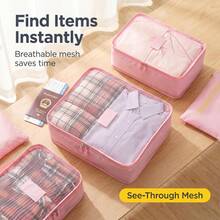 6pcs Set Diagonal Stripe Travel Luggage Organizer Bags, Multi-Functional Luggage Organizer With Clothing, Shoes And Underwear Bags, Space-Saving, Clothes Classification Storage Packing Portable Storage Bags, Travel Supplies Set Underwear Organizer Storage Bags, 6 Sizes, Reusable And Washable, Essential Organizer Bags For Travel And Business Trips - View 7