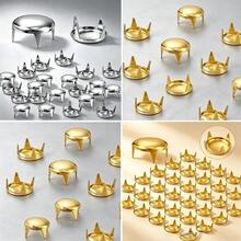 50/100pcs/Pack Metal Rivets Round 4-Prong Rivets Silver Leather Rivets Clothing Accessories Bag DIY - F - View 2