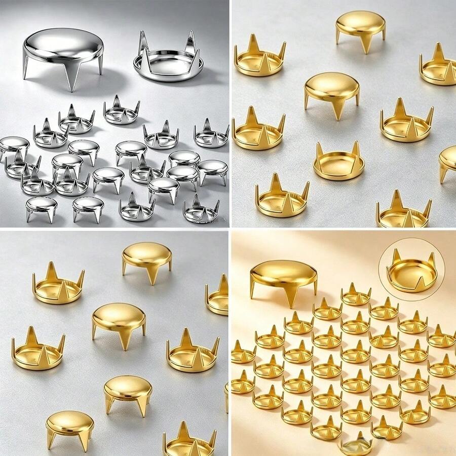 50/100pcs/Pack Metal Rivets Round 4-Prong Rivets Silver Leather Rivets Clothing Accessories Bag DIY
