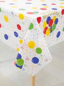 1 pieza Mantel de plástico desechable para fiesta de cumpleaños con globos - Feliz cumpleaños - Globo - Ver 1