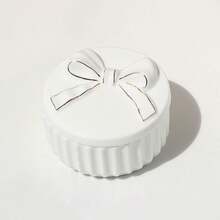 SIQIZHOU 1pc Bowknot Jewelry Box | Ceramic Decorative Ornament, Elegant Home Decor Craft Gift, Desktop Vanity Keepsake Jewelry Storage Box - White - View 1