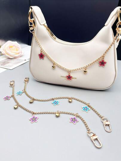 1 Peça Corrente de Bolsa em Formato de Flor de Cerejeira da Moda, Acessório de Bolsa Feminina em Formato de Coração, Charm e Corrente de Bolsa e Carteira, Decoração de Bolsa de Viagem, Decoração de Quarto Rosa, Ornamento de Bolsa de Ombro, Presente de Feriado para Amigos