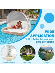 Colchón flotante inflable para piscina con parasol - como foto - Ver 8