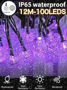 1PC Outdoor Solar Crystal Ball Light String, 20/50/100 LED, 8 Lighting Modes, Outdoor Waterproof Courtyard Light, 5m/7m/12m, Suitable For Garden, Party, Wedding, Camping, Lawn, Balcony, Eaves, Christmas, Halloween Holiday Decoration - Solar-powered Crystal Ball Light String - View 23