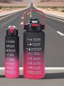 1/3件組 300ml/800ml/2000ml 大容量漸層水壺套組，便攜運動健身戶外吸管水杯，適合家庭旅行與戶外運動 - 黑紅漸變 - 查看 15