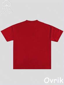 Men's Vintage T-Shirt BROKEN HEARE - Short-Sleeved T-Shirt With White Vintage Music Logo And Broken Heart Design, Breathable Casual Shirt, Iconic Print Suitable For - 紅色 - 查看 2