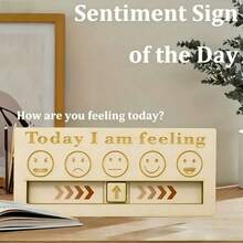 1pc Wooden Emotion Board With Emotion Labels - "How I Feel Today" 2026 Interactive Desktop Artwork - A - View 1