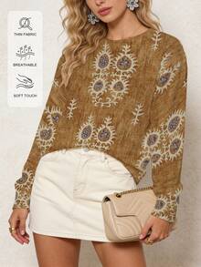 ADFHP Women's Bohemian Style Knitted Pullover Sweater, Autumn, Casual Versatile, Daily Commute - Multicolor - View 1