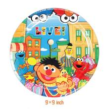 Panini Cartoon Sesame Street Disposable Tableware Set, Paper Plates, Cups, Napkins, Tablecloth, Party Gathering Table Decor Supplies - Multicolor - View 4