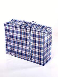 Large Sturdy And Durable Moving Packing Bag, Reusable Zipper Storage Bag, Large Capacity Clothing Storage Bag, Extra Large Plastic Grid Laundry Shopping Bag With Zipper And Handles, Foldable Portable Travel Beach Bag, School Storage Bag, Teacher Storage Bag, Suitable For Commuting, School, Shopping, Travel, Vacation, Holiday And Beach Occasions. - One Size - View 13