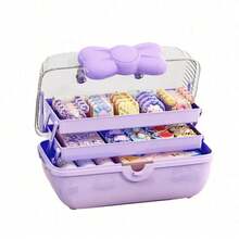 1pc Sweet 3-Compartment Ring Storage Box, Suitable For Hair Accessories, Jewelry, Cosmetics, Etc., Ideal For Living Room, Bedroom, Hair Clips And Cosmetics Storage, Valentine's Day Gift - Multicolor - View 9
