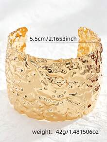 1 pieza Brazalete abierto geométrico exagerado estilo europeo & americano para mujer - Amarillo Oro - Ver 5