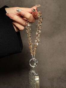Fashionable Shiny Rhinestone Beaded Phone Lanyard Pendant Bracelet, Suitable For IPhone, Women's Girls Lanyard Bag Charm Accessory - Crystal Bracelet - View 7