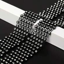 1/2pcs Women's Shiny Rhinestone Mesh Necktie, Elegant Sequin Diamond Choker Necklace, Luxury Evening Party Ball Wedding Accessory - Multicolor - View 7