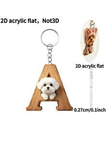 [2D Flat] 1PC 2D Acrylic Maltese Dog Letter Novelty Keychain For Women, Holiday Gift Decorative Key Pendant, Car Key Chain, Backpack Wallet Key Chain - Dog - View 14