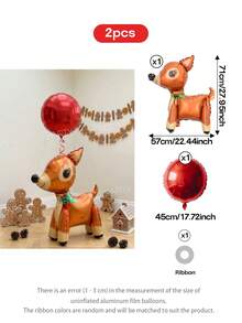 52pcs/22pcs/19pcs/10pcs/2pcs Christmas Theme Balloon Set, Red Nose Reindeer, 3D Standing Deer, Mini Gingerbread Man, 22 Inch Red & Gold Gift Box, Red Star/Round Balloons, Red & White / Red & Green Striped Candy Cane Balloons, New Year 2027 Table / Tabletop - View 15