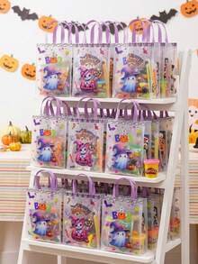 6er Set Halloween Geister Kürbis Cartoon transparente mattierte Geschenktüten, Halloween tragbare Geschenktüten, Trick or Treat Süßigkeiten Geschenktüten, Halloween Süßigkeiten Tüten, süße Halloween Party Geschenktüten, Geschenkverpackungstüten mit Griffen, wiederverwendbare tragbare Geschenktüten, transparente Party Geschenktüten, Halloween Dekorationen, Halloween Party Tischdekoration, Halloween Trick or Treat Dekorationen, Happy Halloween Dekorationen, Partyzubehör - Halloween-Geister - Übersicht 6
