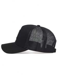 2 piezas Gorras de béisbol de malla con bordado de letras góticas para hombres - En blanco y negro - Ver 5