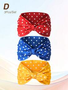 3 pièces Bandeau ultra large à pois et nœud, accessoire de cheveux élégant et décontracté pour femme - Multicolore - Voir 15