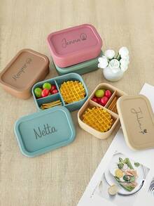 Customized Silicone Lunch Box, Back To School Bento Box, Portable Space-Saving Food Storage Container For Work And Outdoor Use - Multicolor - View 3