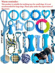 9pcs Random Color Dog Chew Toy Set - Braided Rope Knots And TPR Rubber Teeth Cleaning Toys Suitable For Small Dogs, Cute Puppy Ball Interactive Chewing Toys - Multicolor - View 2