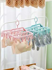 1PC Rotating 32-Clip Plastic Drying Rack-Space Saving Foldable Hanger For Socks,Underwear&Small Laundry,Ideal For Bedroom, Bathroom,Wardrobe,Dorm Storage&Laundry Room Organization,Back-To-School Essentials,Gift Must Be Selected - Multicolor - View 2