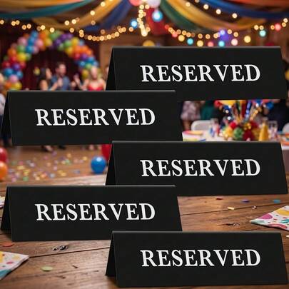 Acrylic Reserved Table Signs, Wedding Restaurant Guest Seat Reservation Placards
