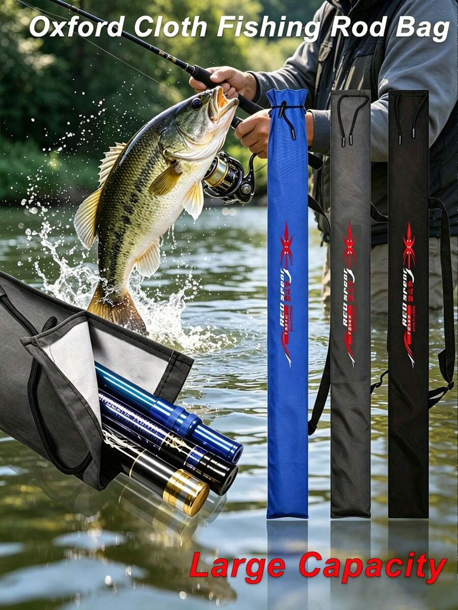 130cm*15cm 大容量釣竿袋，附可調式肩帶，防水可折疊釣魚袋，加厚釣具收納袋，適合戶外露營 - 彩色 - 查看 1