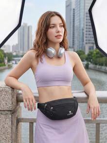CAMEL CROWN Unisex Sports Waist Bag, Running Phone Storage Pouch, Multi-Functional Waist Belt Fitness Gear, Suitable For Morning Jogging - Black - View 6