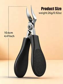 1pc Sharp Stainless Steel Ingrown Toenail Clipper, Pedicure Tool For Thick And Hard Toenails - Black - View 8