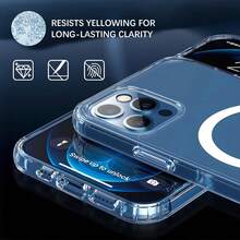 XR XS Max 7 8 17 16 15 14 13 12 11 Pro Max Plus Mini Transparent Magnetic Wireless Charging Phone Case - Clear - View 4