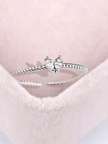 1pc S925 Sterling Silver Ins Style Heart Twisted Thin Ring, Minimalist Gentle Vibe Accessory For Women, Suitable For Commute And Date, Romantic Niche Gift For Best Friend And Girlfriend - Heart - View 6
