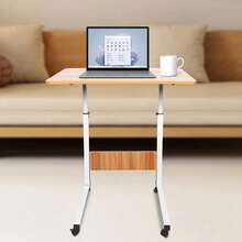 Futchoy Set of Freistehend MDF+Eisen Verstellbarer Laptop-Schreibtisch, Mobiler Computer-Ständer Mit Rädern, Freistehender Computer-Schreibtisch Oder Mit Über Sofa, Bett, Auf Dem Boden Oder Anderswo Während Der Verwendung Von Notebook, Lesen, Schreiben, Essen Oder Zeichnen Fur Verwendung als Schreibtisch, Schreibtisch, Studiertisch, Werkbank, Esstisch - A - Übersicht 7