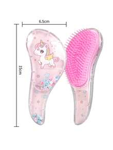 Set di 8 pezzi di strumenti per lo styling dei capelli a forma di luna crescente e unicorno - Include pettine a cartone animato, pettine da riparazione, spazzola laterale, pettine a coda e strumenti per trecce, adatto per tutti i tipi di capelli - Multicolore - Visualizzare 6