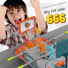 Home Desktop 2-Player Competitive Basketball Table Game, Fun Figure Ball-Catching Dunking Battle Table, Parent-Child Leisure Interactive Mini Basketball Court, Portable, Durable Smooth Material, Stress Relief Educational Toy For Boys, Fun Gift - Multicolor - View 2
