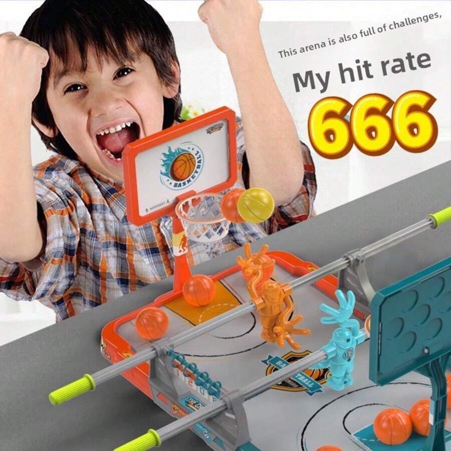Home Desktop 2-Player Competitive Basketball Table Game, Fun Figure Ball-Catching Dunking Battle Table, Parent-Child Leisure Interactive Mini Basketball Court, Portable, Durable Smooth Material, Stress Relief Educational Toy For Boys, Fun Gift