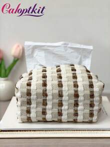 Caja de pañuelos de tela, bolsa de pañuelos moderna y sencilla, cajón de papel y mesa de té de tela para el hogar, adecuada para dormitorios y salas de estar// - Ver 10