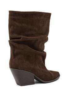 Bottines Western Froncées en Suédine – L’Équilibre Parfait du Style Cavalière - Moka - 查看 4