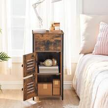 Kommode: Schrank mit Schublade und verstellbarem, Beistellschrank, Nachttisch, Telefontisch, Lamellentür, Flurschrank, Wohnzimmer, Schlafzimmer, Büro, Flur, Vintage EBF15CW01 JHZY - 1 - Übersicht 4