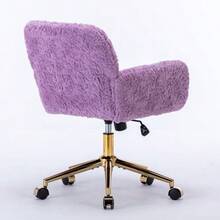 Dressing Chair In Fluffy Faux Rabbit Fur, Purple, Height Adjustable, 360° Swivel, With Armrests, Gold Metal Caster Base, Comfortable, Ideal For Bedroom Or Office, DE1831VT - 紫色 - 查看 5
