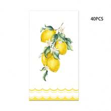Lemon Floral Disposable Paper Napkins, Summer Lemon And Floral Pattern, Suitable For Picnic And Dinner Party, Each Size 4.5x8 Inches - Style 1 - View 10