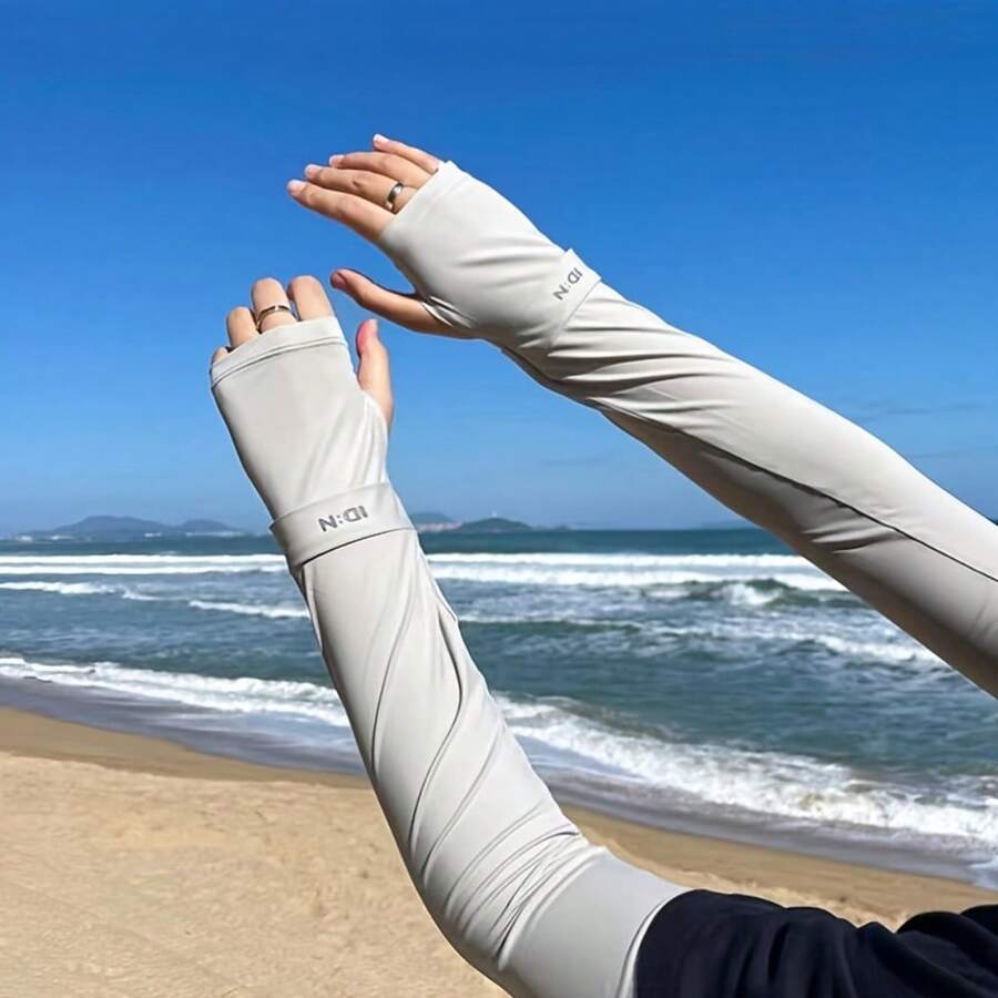 Summer Unisex Ice Silky Fiber Fabric Loose Fit Cooling Ice Sleeves, Lightweight, Breathable, IDN Arm Sleeves For Outdoor Sports, Travel, And Leisure - IDN Light Gray - View 1