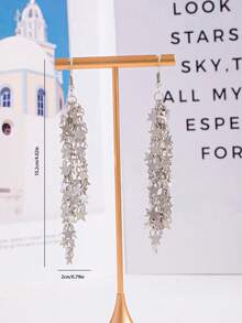2pcs Star Sequin Long Dangle Earrings, Elegant Fashion Earrings For Students, Sweet Style - Style 2 - View 2