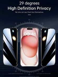 1pc Privacy Tempered Glass Screen Protector + 1pc Lens Protector, Compatible With IPhone 17 Pro Max/16 Pro Max/15 Pro/14 Pro Max/13/12/11, Full Coverage Black Edge Privacy Glass Film, Anti-Fingerprint, Anti-Scratch, Anti-Drop, Shock-Resistant, High Definition Display, Phone Screen And Lens Protection Accessories - Black - View 4