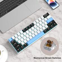 MageGee Star61 Mini 60% RGB Gaming Mechanical Keyboard 61 Keys Wired USB-C Multi-Device Gaming Keyboard Customizable Keycaps Suitable For Laptop PC Computer Gamers [Black & Blue: Brown Switch] - Black and white blue (Brown Switch) - View 5