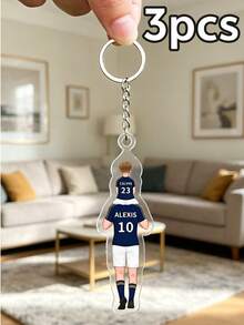 Personalisierter Weltcup Fußball Familien Acryl Schlüsselanhänger, 1/3/5 Stücke, individueller Name & Trikotnummer, 2,5/3 Zoll, 2-5 Familienmitglieder, herzliches Erinnerungsgeschenk für Fußballfans, idealer Vatertag & Weltcup Souvenir - Verschiedenfarbig - Übersicht 10