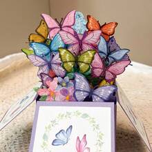 3D立體花束卡片生日祝福卡套組 | 紙花禮品卡現金夾，適合母親節卡片、媽媽與女性，附信封與小卡 - 賀卡 - 查看 4