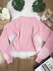 SJD MODA LADY Striped Sweater Knit Modal Off Shoulder Super Autumn Winter Korean Style Best Fabric - 淺粉色 - 查看 4