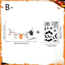 1pc Halloween Theme Static Cling Window Sticker, PVC Double-Sided Colorful Static Adsorption, Removable And Reusable, Cute Skull Ghost Bat Pumpkin Pattern Design, Suitable For Living Room, Bedroom, Bathroom, Kitchen Glass Sliding Door Decoration Sticker, Halloween Party Decoration - Multicolor - View 11